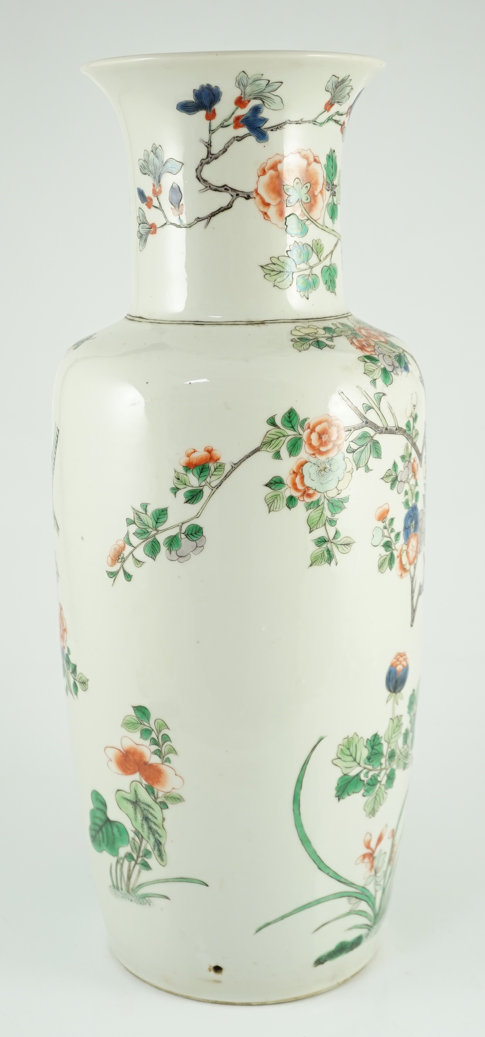 A Chinese famille verte vase baluster vase, late 19th century, 36cm high